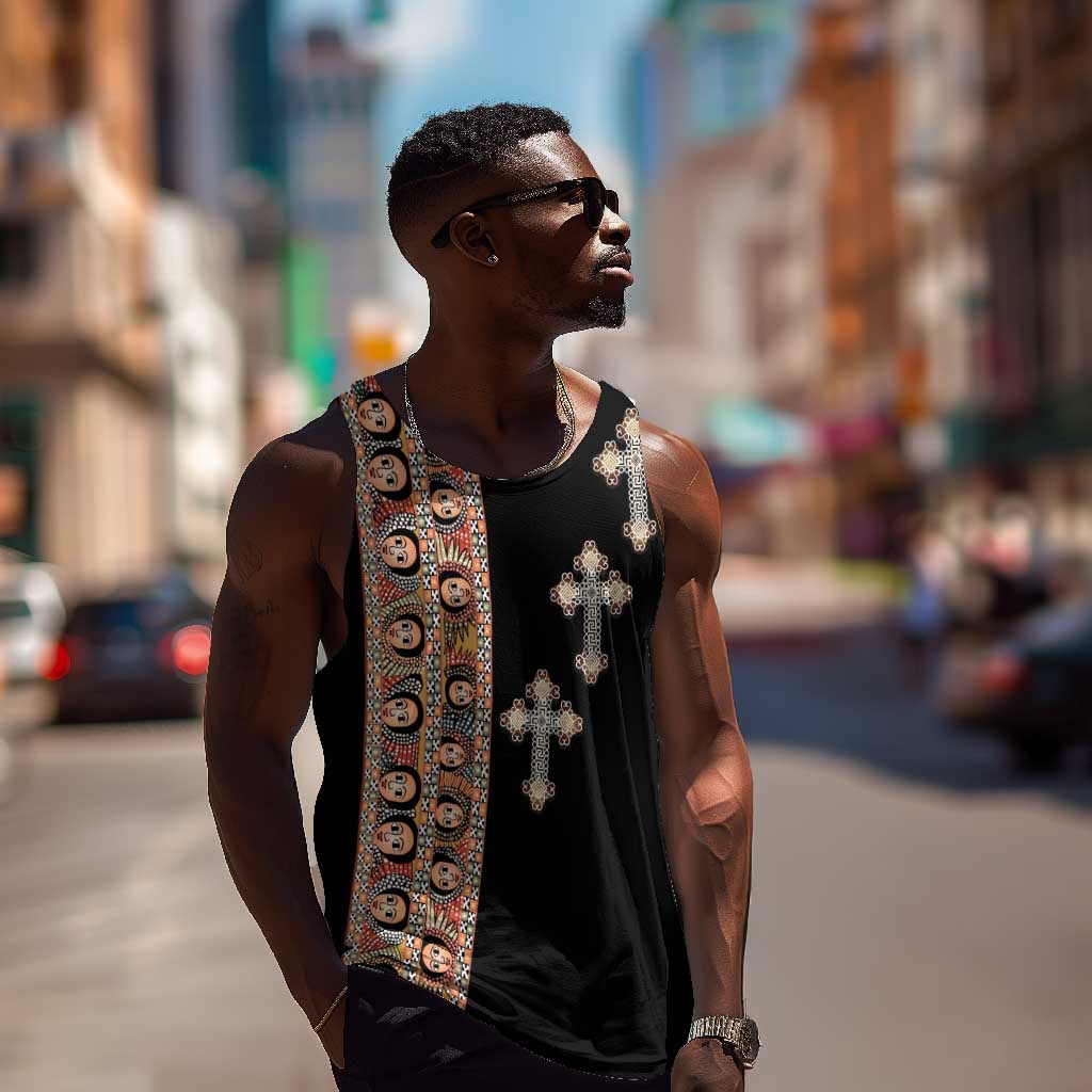 Ethiopia Angels Tilet With Cross Men Tank Top Black Color LT15