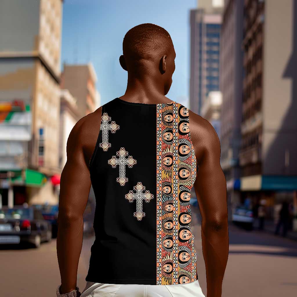 Ethiopia Angels Tilet With Cross Men Tank Top Black Color LT15