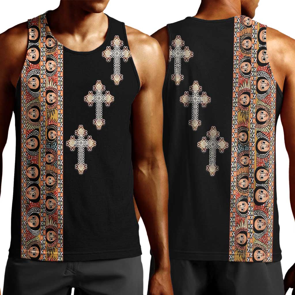 Ethiopia Angels Tilet With Cross Men Tank Top Black Color LT15