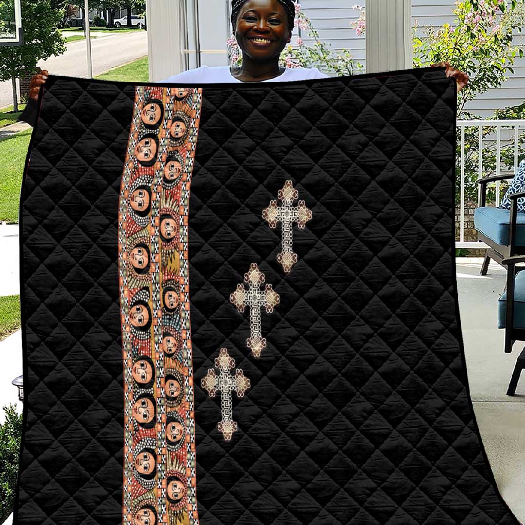 Ethiopia Angels Tilet With Cross Quilt Black Color LT15