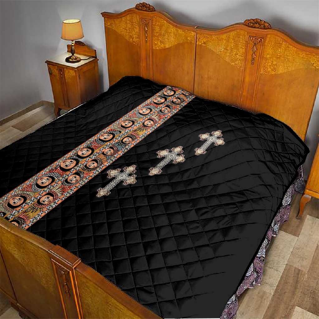 Ethiopia Angels Tilet With Cross Quilt Black Color LT15