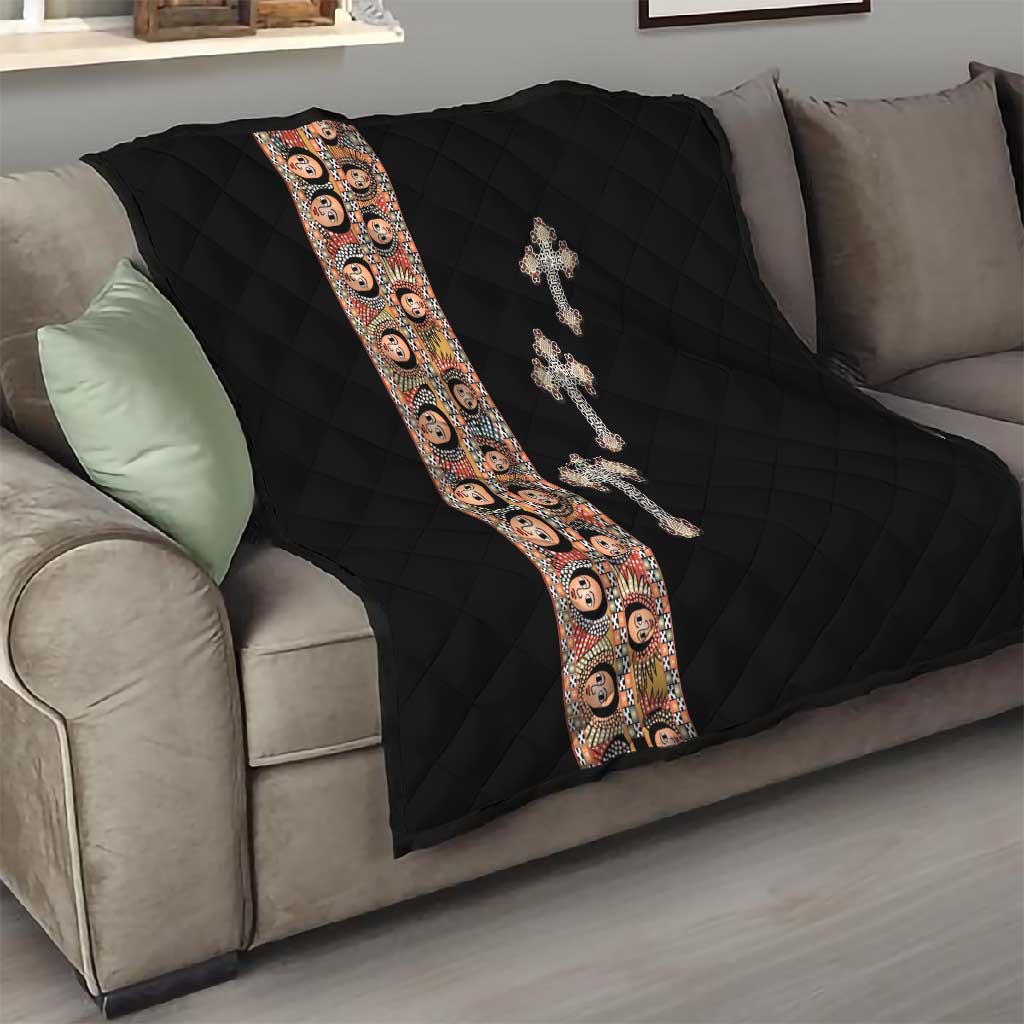 Ethiopia Angels Tilet With Cross Quilt Black Color LT15