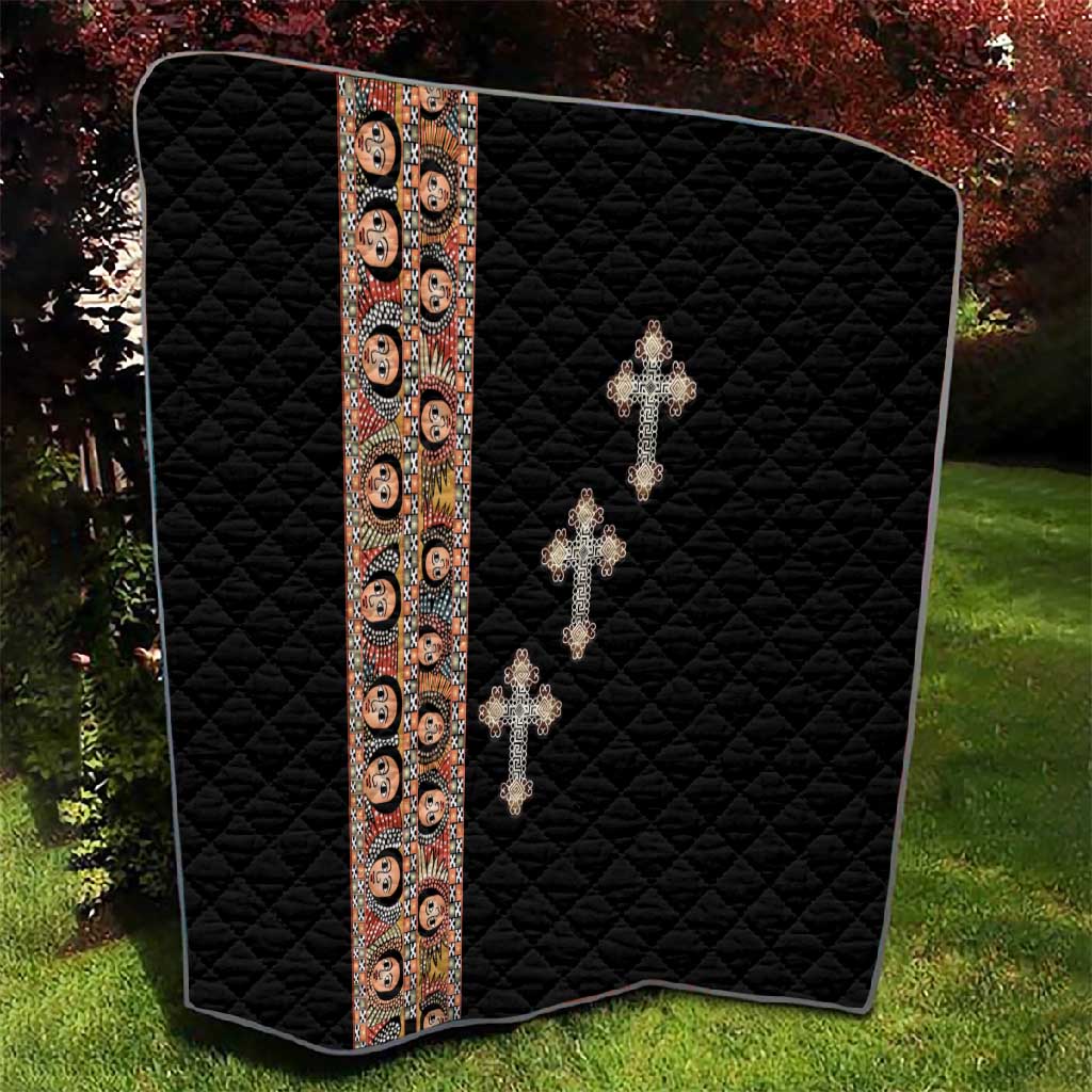 Ethiopia Angels Tilet With Cross Quilt Black Color LT15