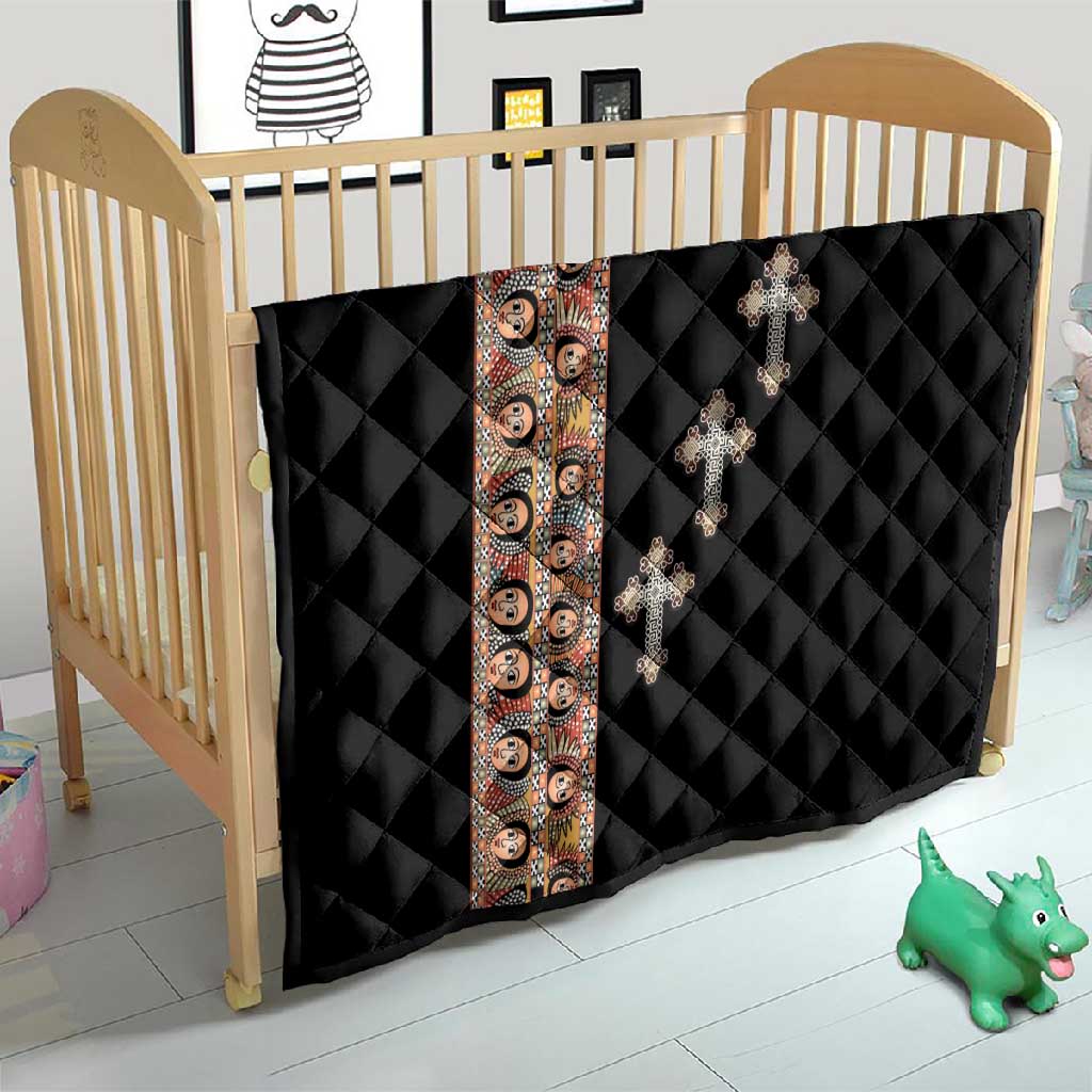 Ethiopia Angels Tilet With Cross Quilt Black Color LT15