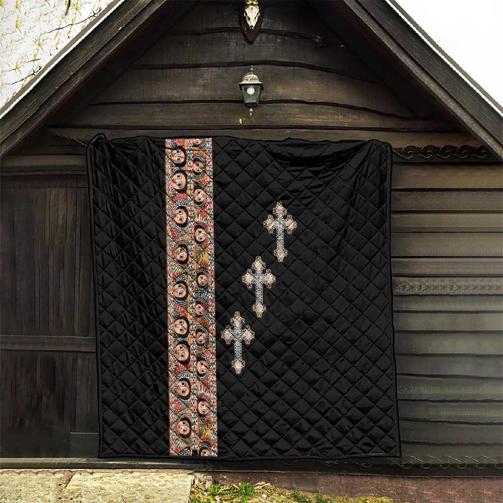 Ethiopia Angels Tilet With Cross Quilt Black Color LT15