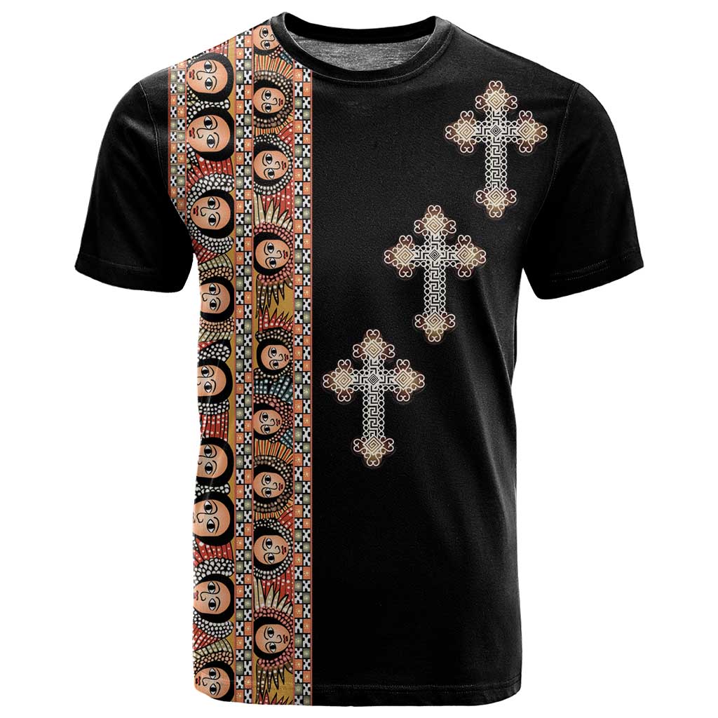Ethiopia Angels Tilet With Cross T shirt Black Color LT15