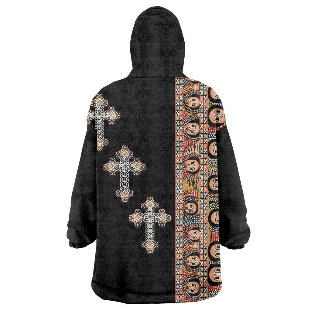Ethiopia Angels Tilet With Cross Wearable Blanket Hoodie Black Color LT15