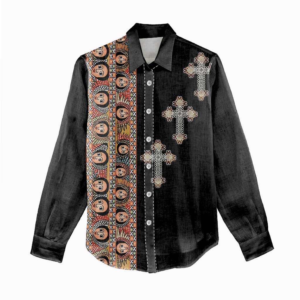Ethiopia Angels Tilet With Cross Women Casual Shirt Black Color LT15
