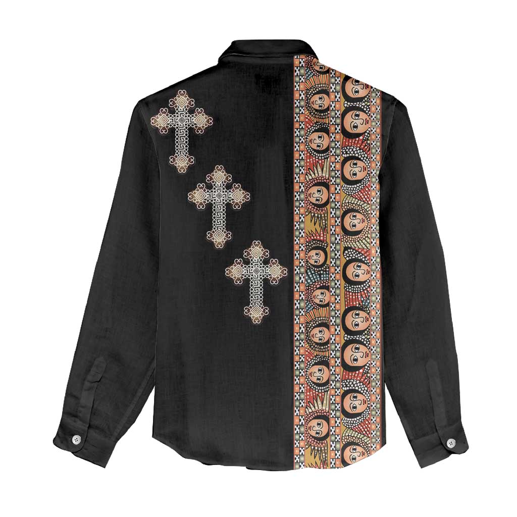 Ethiopia Angels Tilet With Cross Women Casual Shirt Black Color LT15