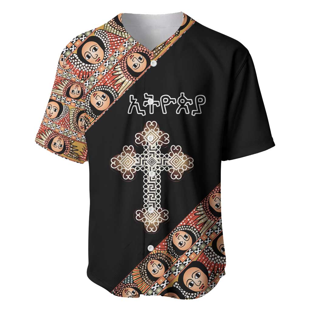 Personalized Ethiopia Baseball Jersey Ethiopian Orthodox Church Angel Black Color LT15