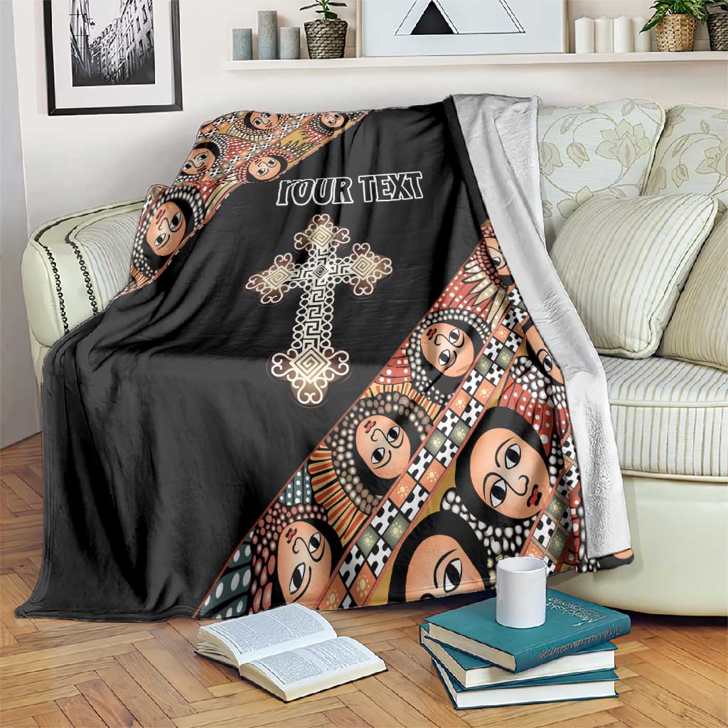 Personalized Ethiopia Blanket Ethiopian Orthodox Church Angel Black Color LT15