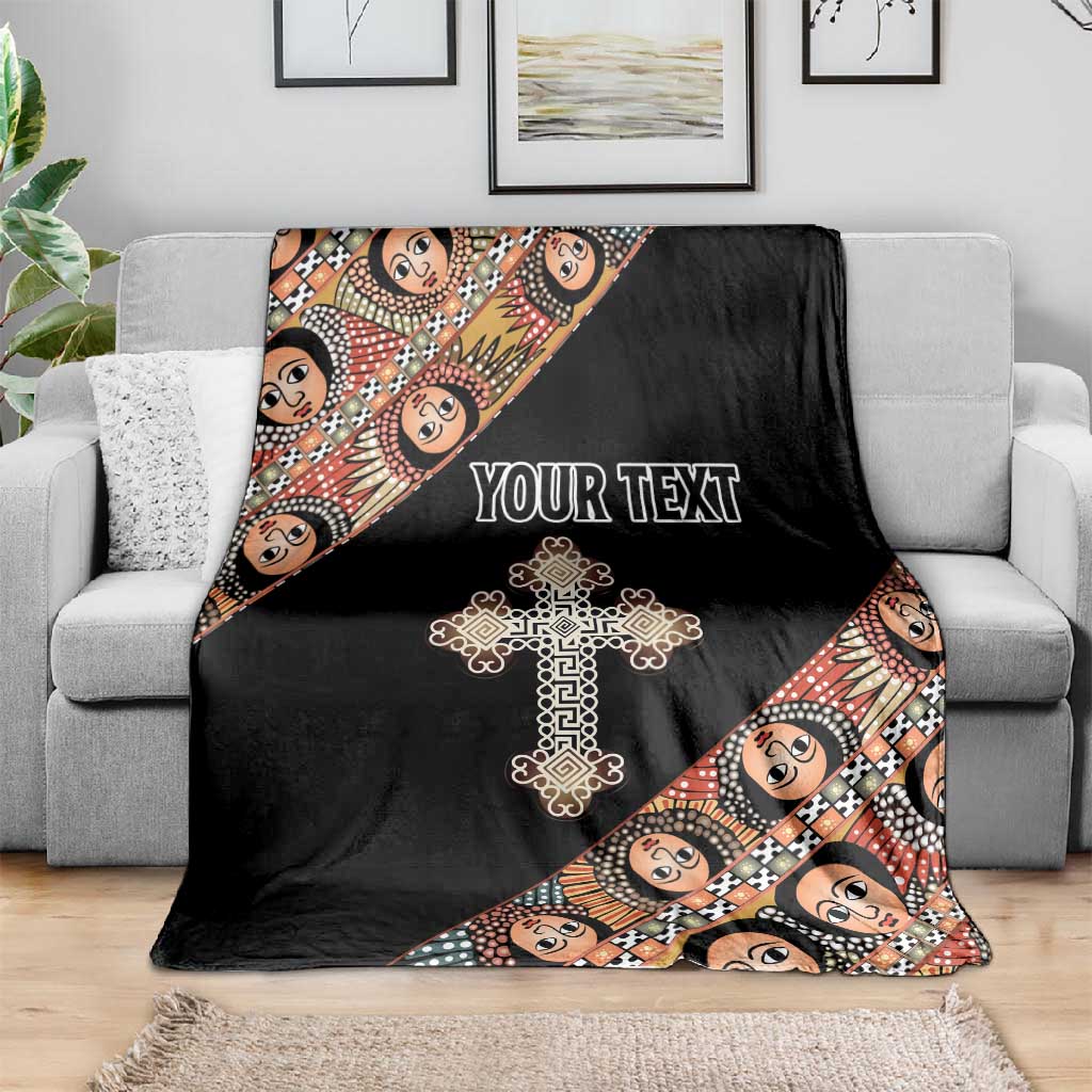 Personalized Ethiopia Blanket Ethiopian Orthodox Church Angel Black Color LT15