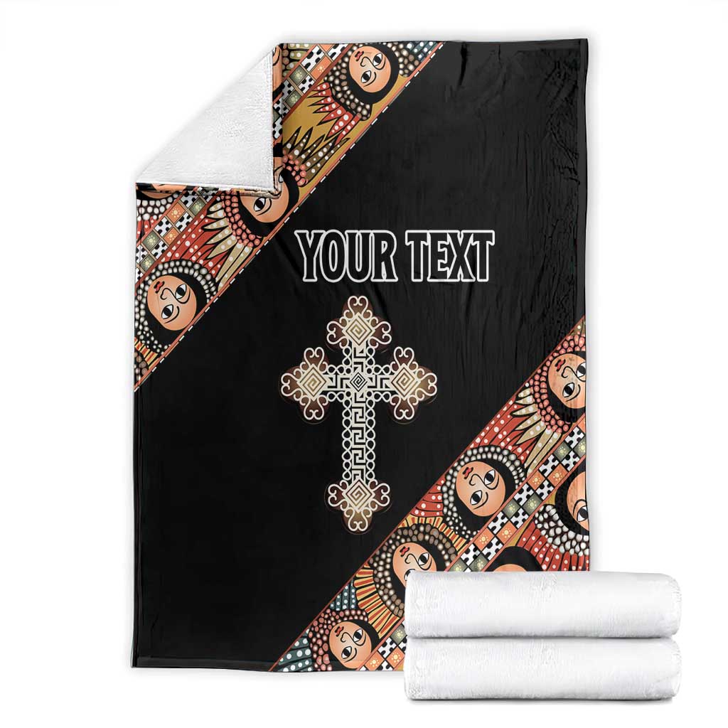 Personalized Ethiopia Blanket Ethiopian Orthodox Church Angel Black Color LT15