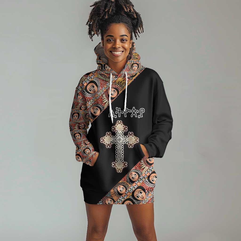 Personalized Ethiopia Hoodie Dress Ethiopian Orthodox Church Angel Black Color LT15