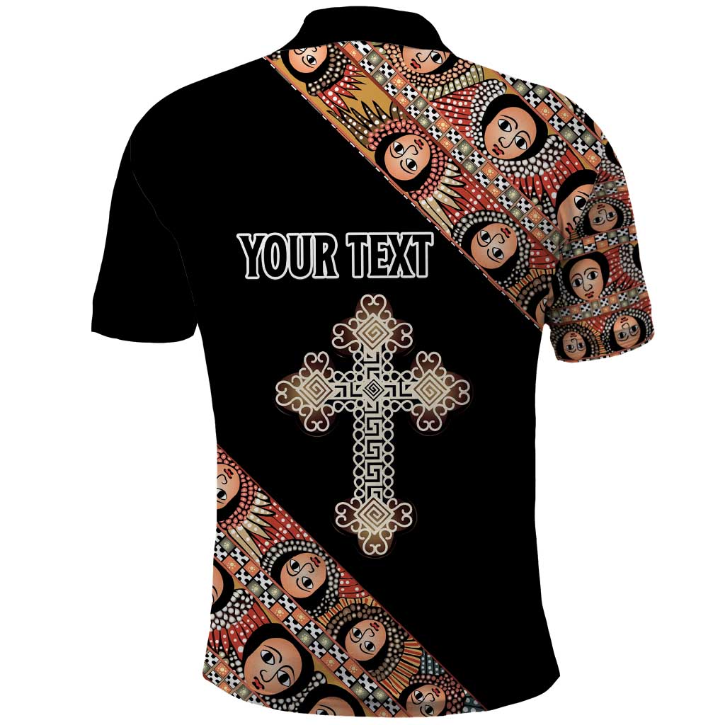 Personalized Ethiopian Orthodox Church Angel Polo Shirt Black Color LT15