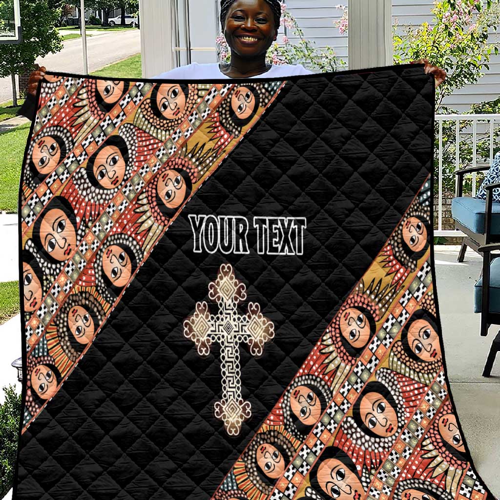 Personalized Ethiopia Quilt Ethiopian Orthodox Church Angel Black Color LT15