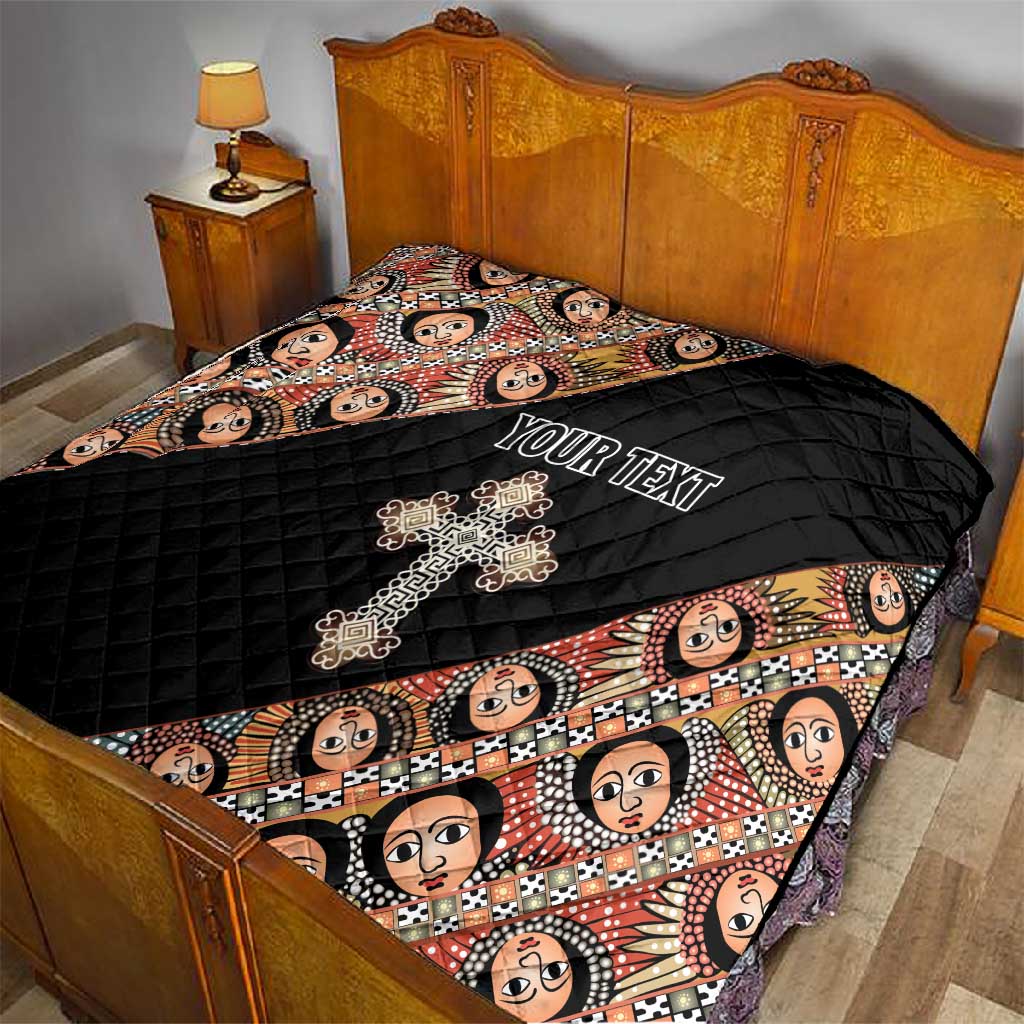 Personalized Ethiopia Quilt Ethiopian Orthodox Church Angel Black Color LT15