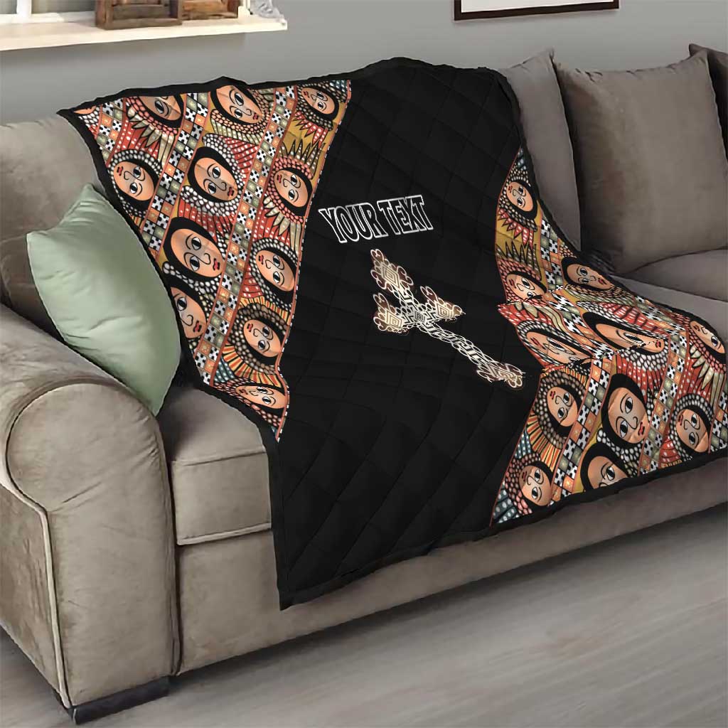 Personalized Ethiopia Quilt Ethiopian Orthodox Church Angel Black Color LT15