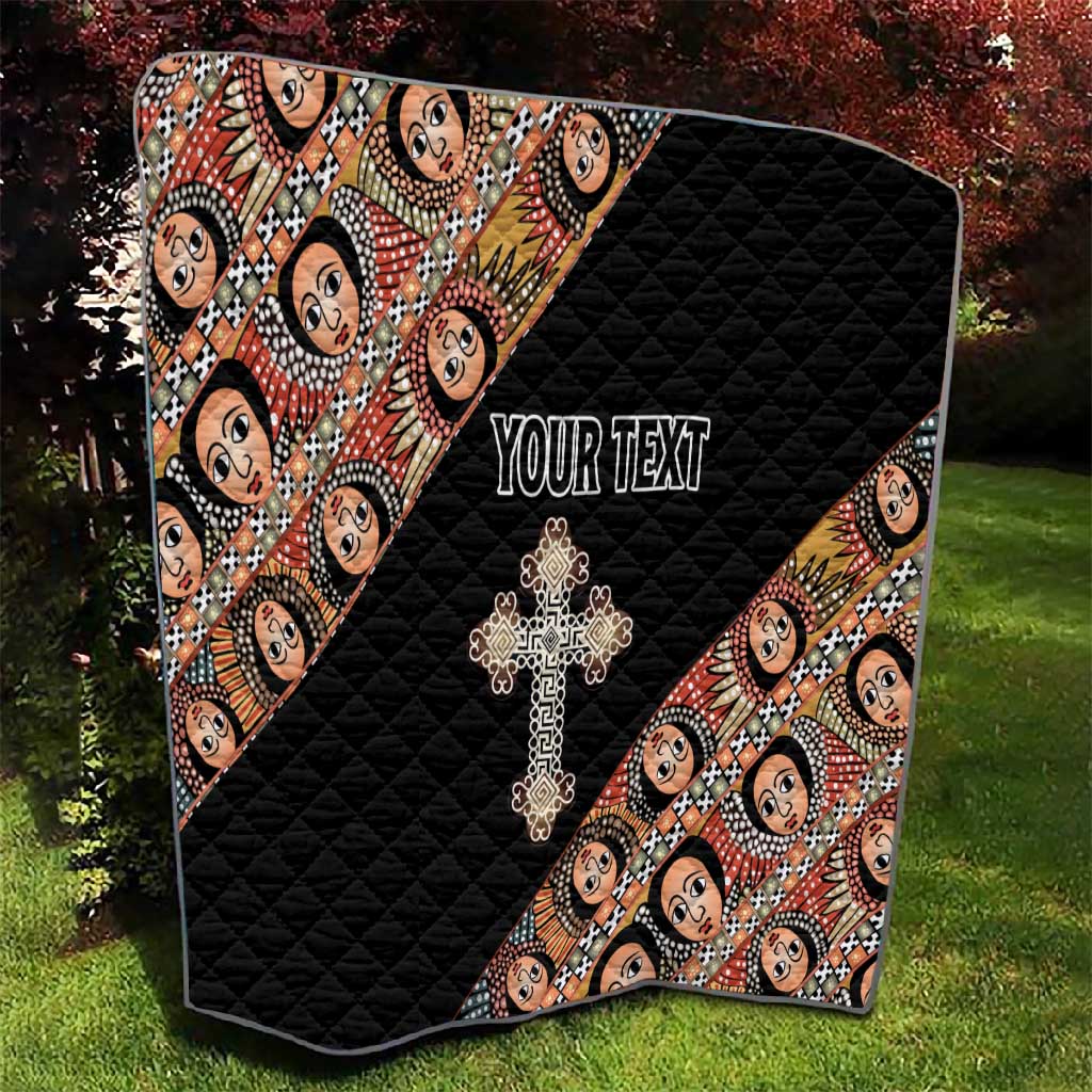 Personalized Ethiopia Quilt Ethiopian Orthodox Church Angel Black Color LT15