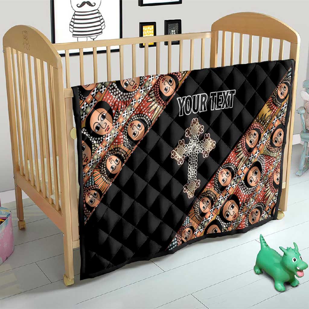 Personalized Ethiopia Quilt Ethiopian Orthodox Church Angel Black Color LT15