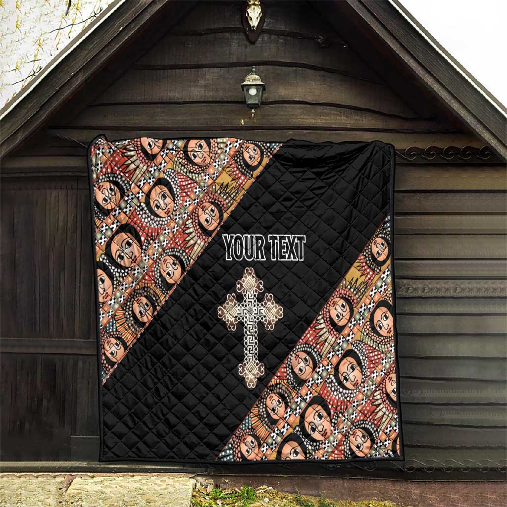 Personalized Ethiopia Quilt Ethiopian Orthodox Church Angel Black Color LT15