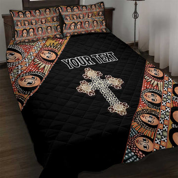 Personalized Ethiopia Quilt Bed Set Ethiopian Orthodox Church Angel Black Color LT15