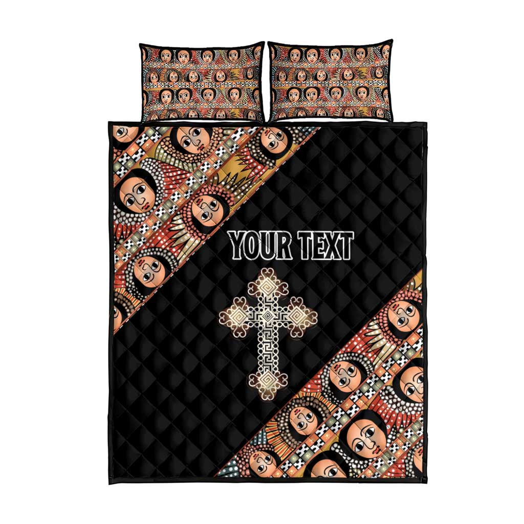 Personalized Ethiopia Quilt Bed Set Ethiopian Orthodox Church Angel Black Color LT15