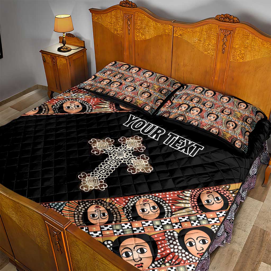 Personalized Ethiopia Quilt Bed Set Ethiopian Orthodox Church Angel Black Color LT15