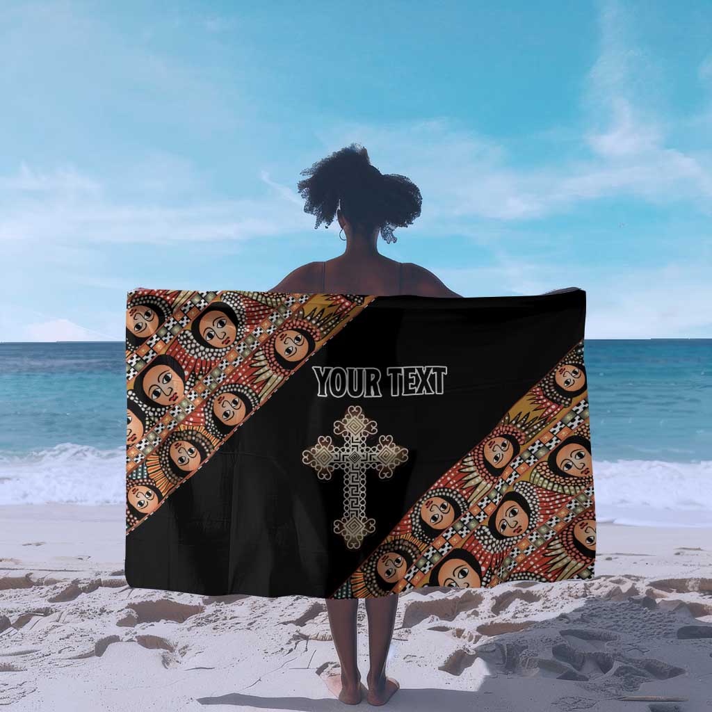 Personalized Ethiopia Sarong Ethiopian Orthodox Church Angel Black Color LT15