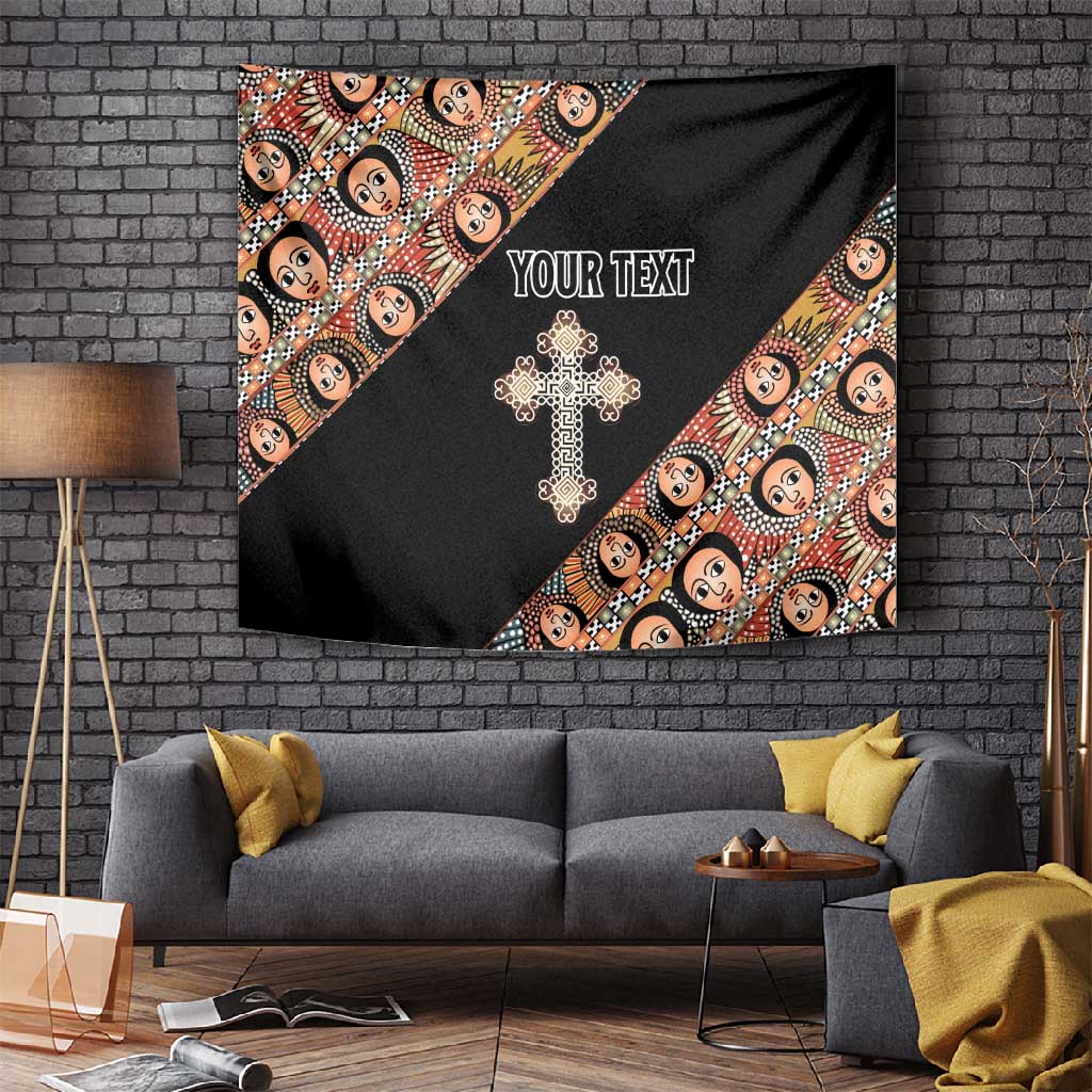 Personalized Ethiopia Tapestry Ethiopian Orthodox Church Angel Black Color LT15