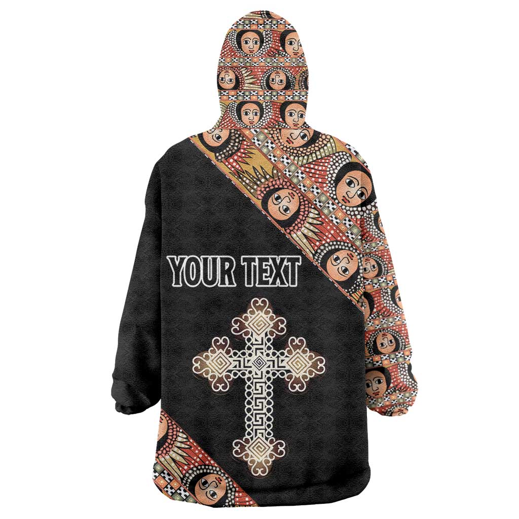 Personalized Ethiopia Wearable Blanket Hoodie Ethiopian Orthodox Church Angel Black Color LT15