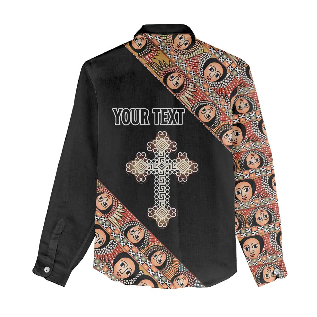 Personalized Ethiopia Women Casual Shirt Ethiopian Orthodox Church Angel Black Color LT15