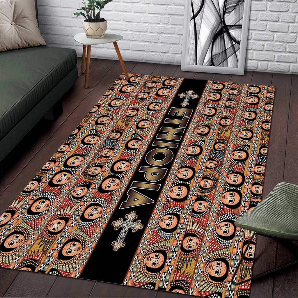 Ethiopia Area Rug Ethiopian Tewahedo Angel Orthodox Black Color LT15