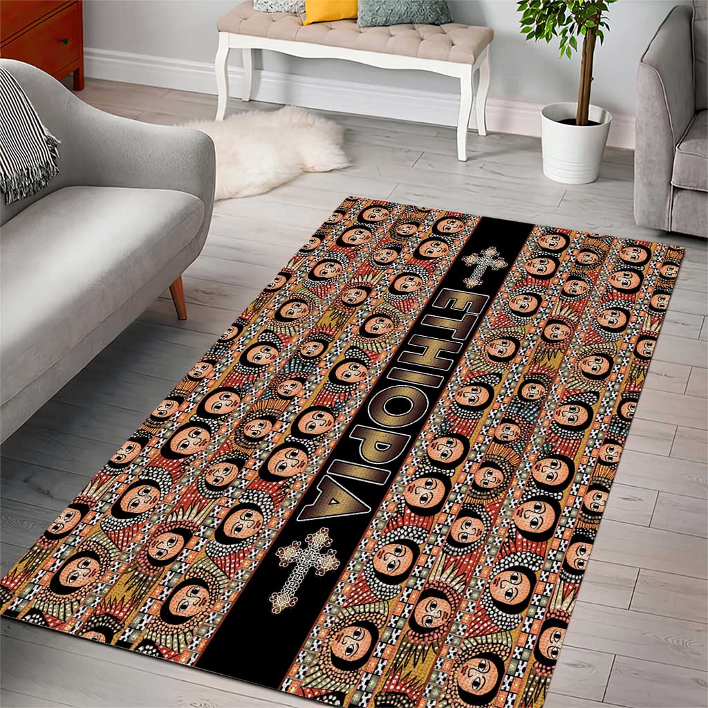 Ethiopia Area Rug Ethiopian Tewahedo Angel Orthodox Black Color LT15