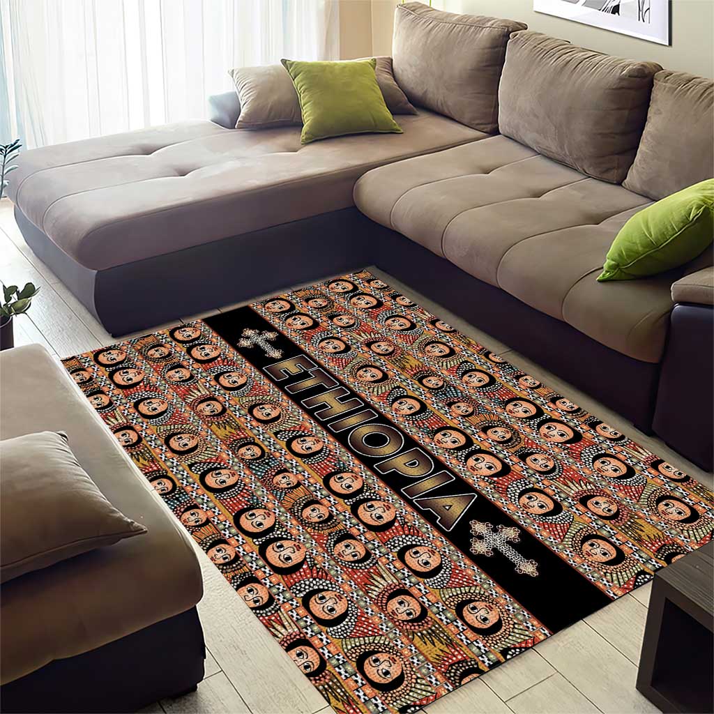 Ethiopia Area Rug Ethiopian Tewahedo Angel Orthodox Black Color LT15