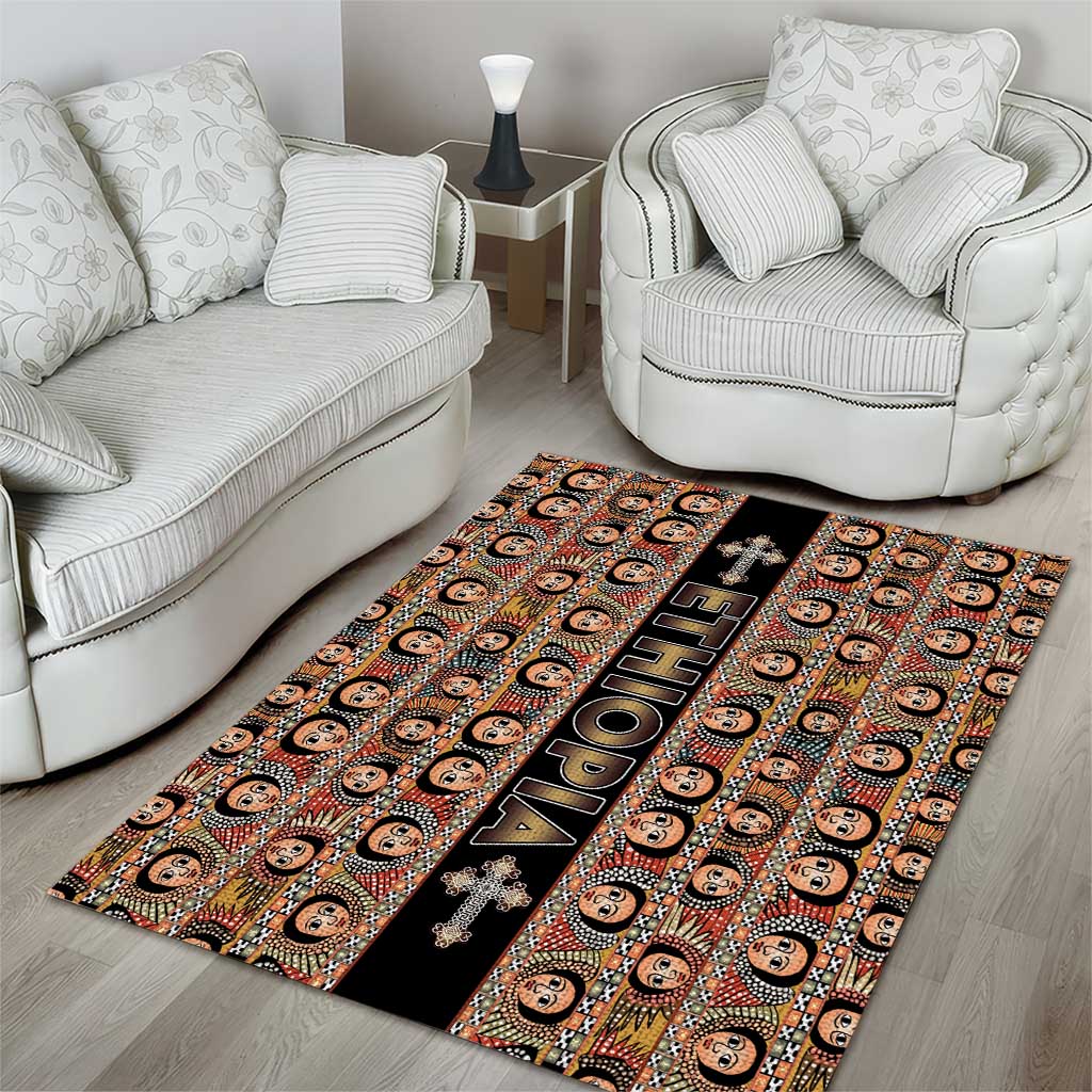 Ethiopia Area Rug Ethiopian Tewahedo Angel Orthodox Black Color LT15