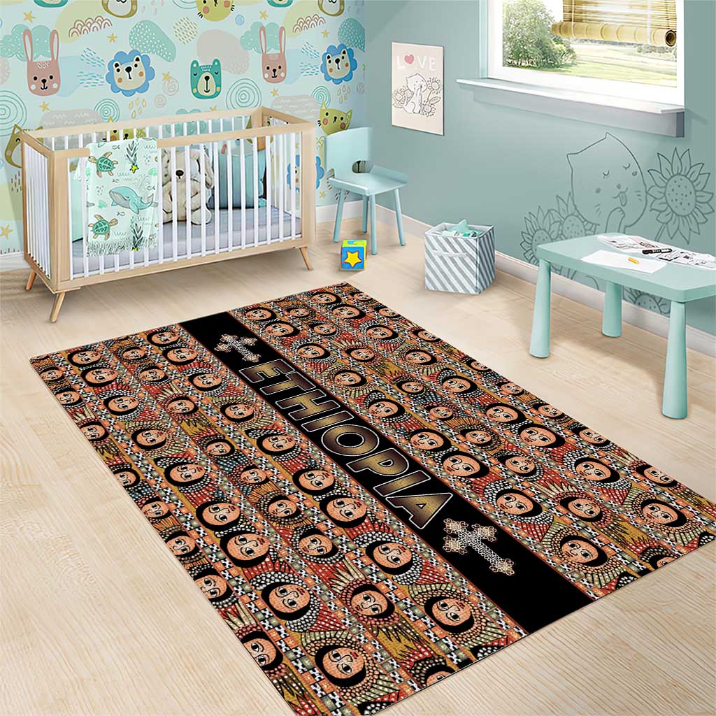 Ethiopia Area Rug Ethiopian Tewahedo Angel Orthodox Black Color LT15