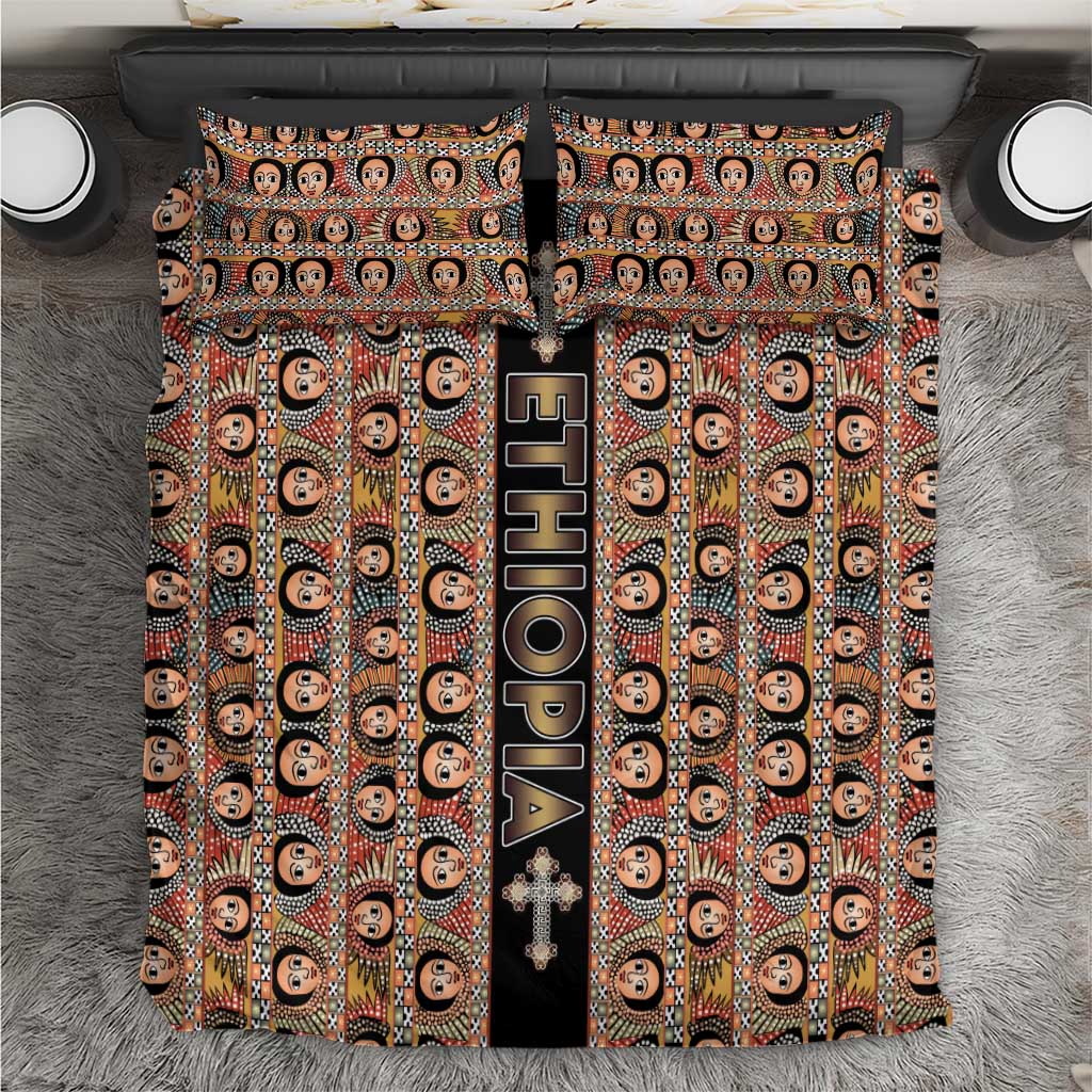 Ethiopia Bedding Set Ethiopian Tewahedo Angel Orthodox Black Color LT15