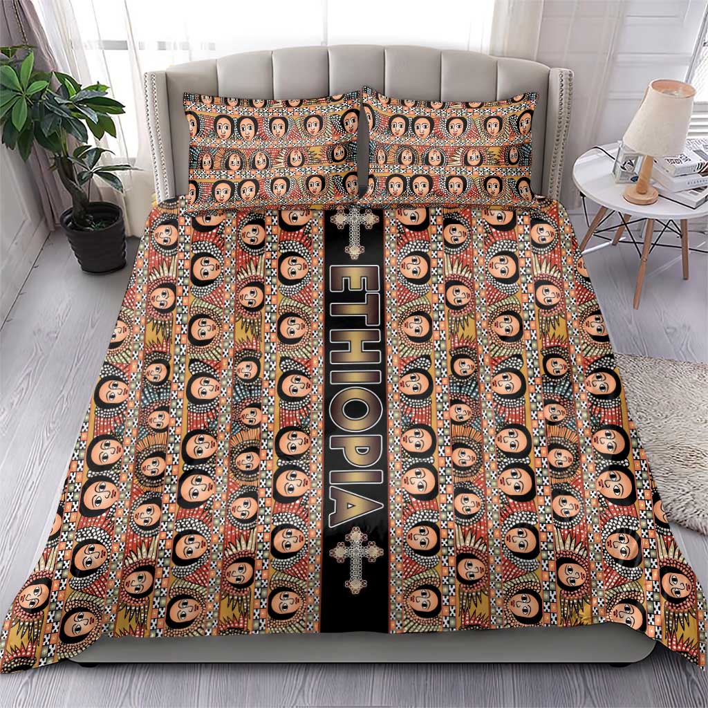 Ethiopia Bedding Set Ethiopian Tewahedo Angel Orthodox Black Color LT15