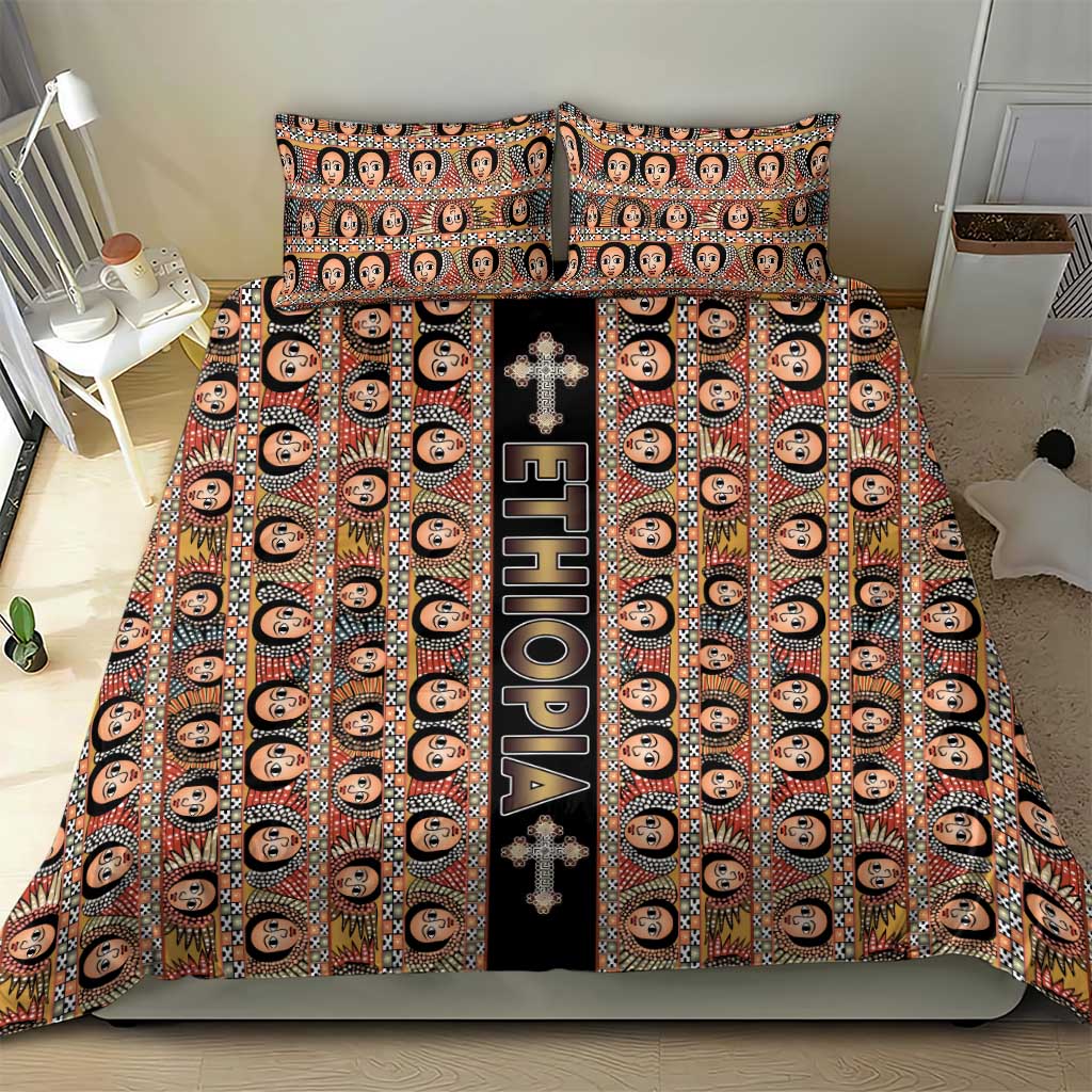 Ethiopia Bedding Set Ethiopian Tewahedo Angel Orthodox Black Color LT15