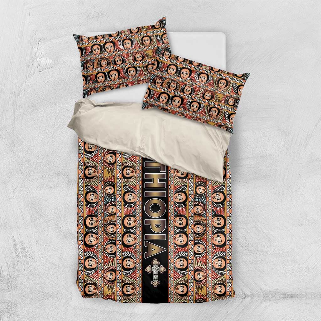 Ethiopia Bedding Set Ethiopian Tewahedo Angel Orthodox Black Color LT15