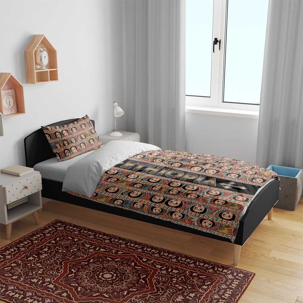 Ethiopia Bedding Set Ethiopian Tewahedo Angel Orthodox Black Color LT15