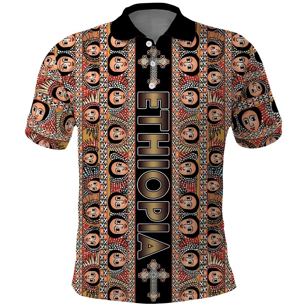 Personalized Ethiopian Tewahedo Angel Orthodox Polo Shirt Black Color LT15