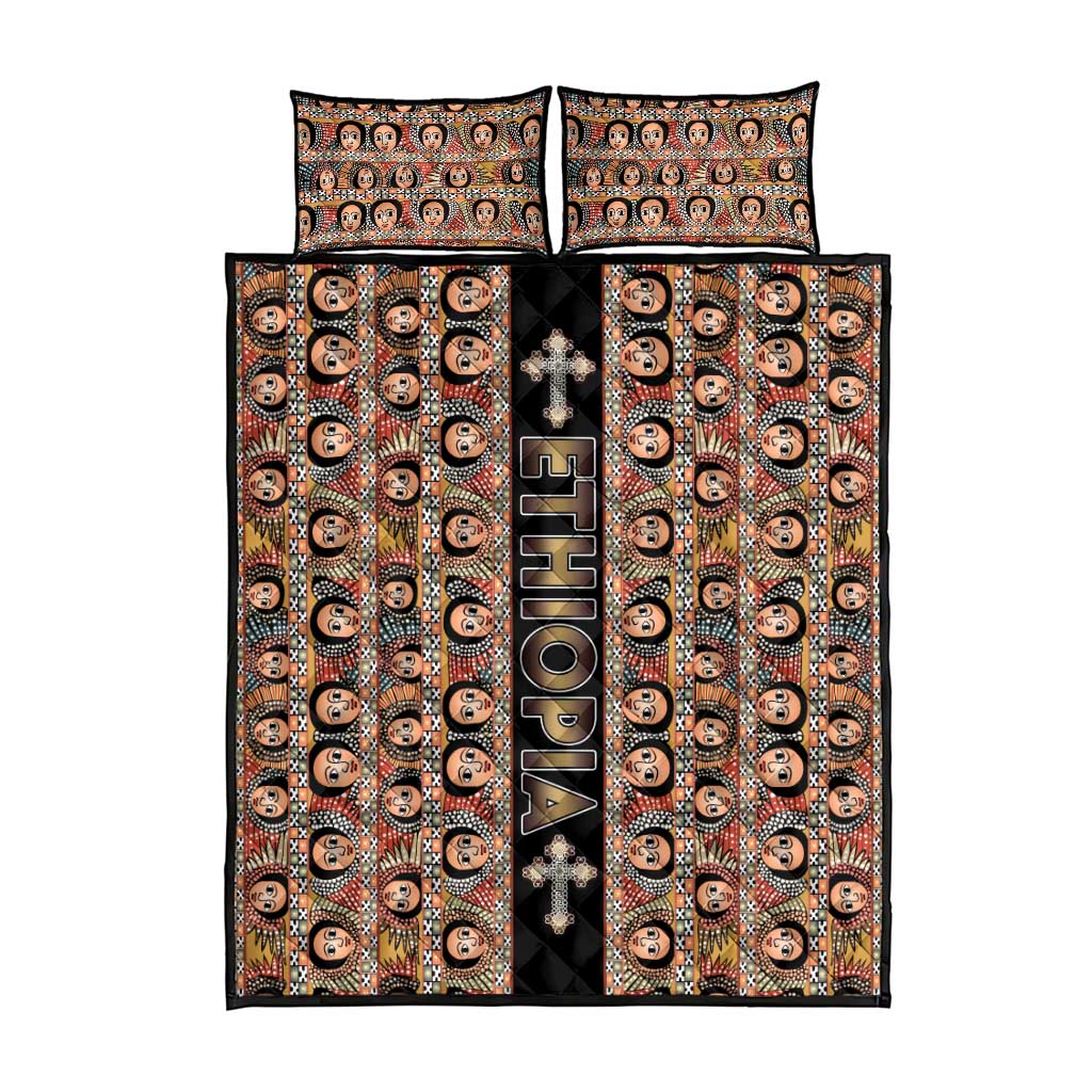 Ethiopia Quilt Bed Set Ethiopian Tewahedo Angel Orthodox Black Color LT15