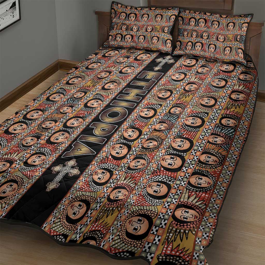 Ethiopia Quilt Bed Set Ethiopian Tewahedo Angel Orthodox Black Color LT15