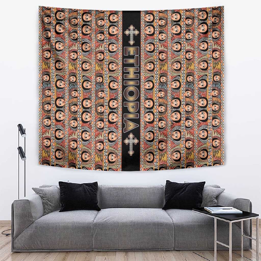 Ethiopia Tapestry Ethiopian Tewahedo Angel Orthodox Black Color LT15