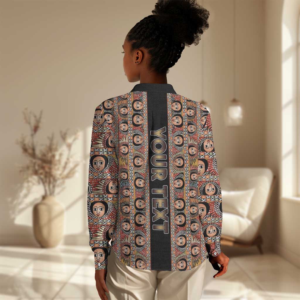 Personalized Ethiopia Women Casual Shirt Ethiopian Tewahedo Angel Orthodox Black Color LT15