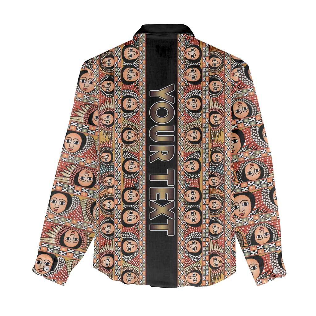 Personalized Ethiopia Women Casual Shirt Ethiopian Tewahedo Angel Orthodox Black Color LT15