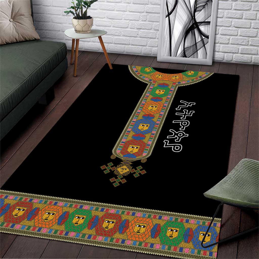 Ethiopia Saba Kemis Habesha Style Area Rug Black Color LT15