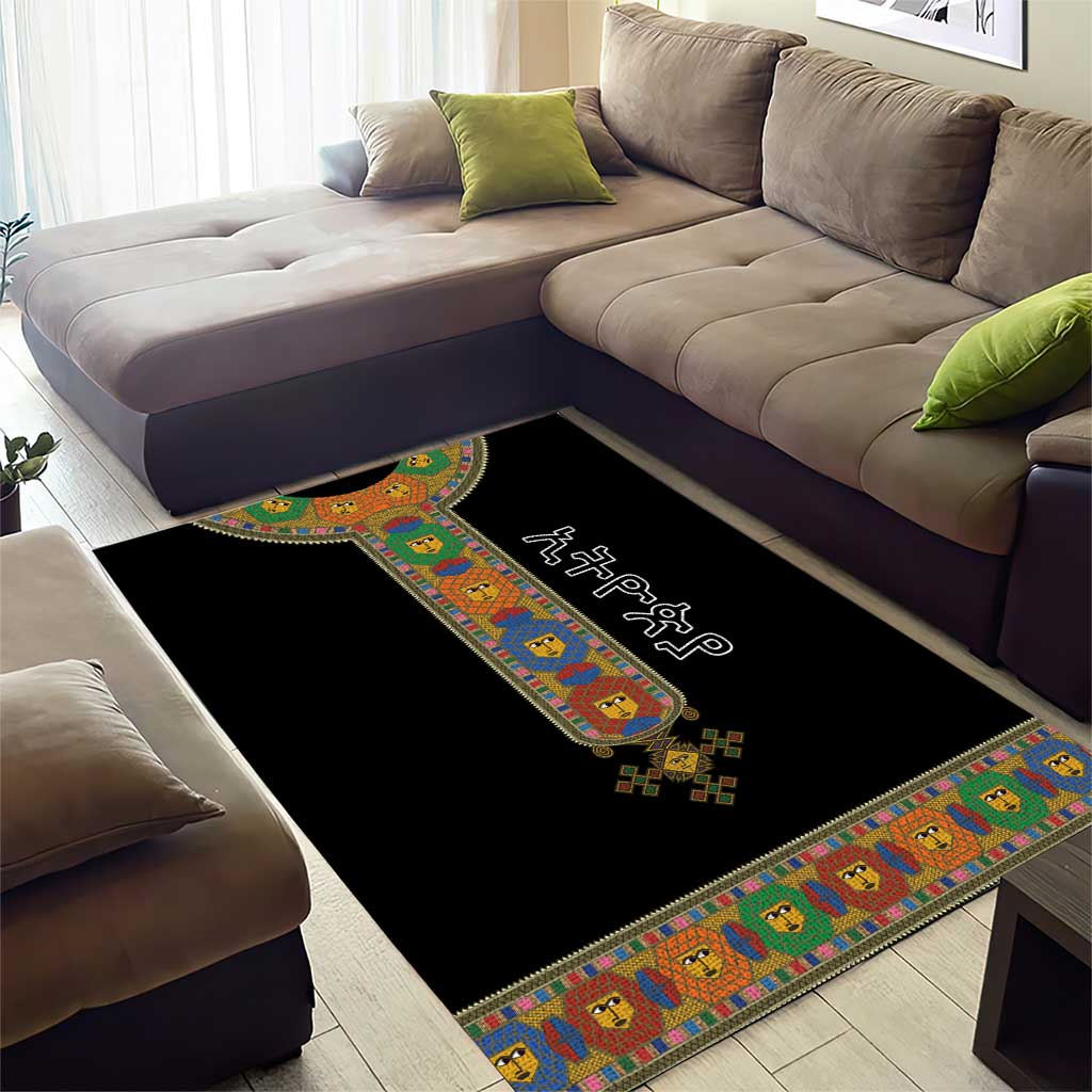 Ethiopia Saba Kemis Habesha Style Area Rug Black Color LT15